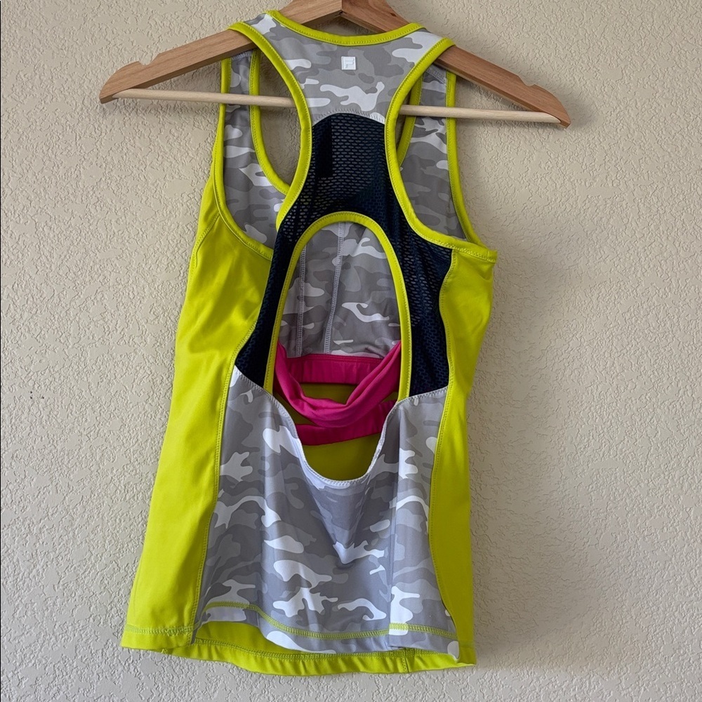 Fila Womenโs Neon Yellow Racerback Tank Top - Picture 3 of 4